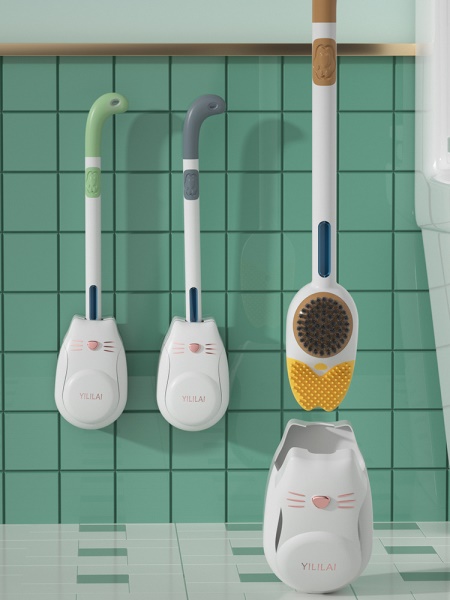 新款按压加液硅胶马桶刷无死角洗厕所刷子壁挂式 家用卫生间清刷